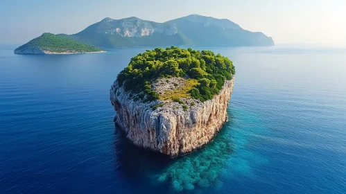 Serene Island Landscape with Cliffs and Ocean