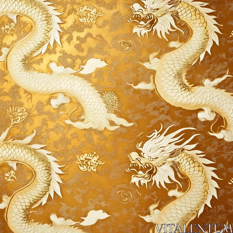 AI ART Dragons on Gold: Asian Art