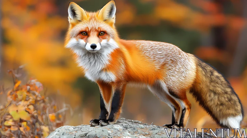 Elegant Fox Amidst Fall Colors AI Image