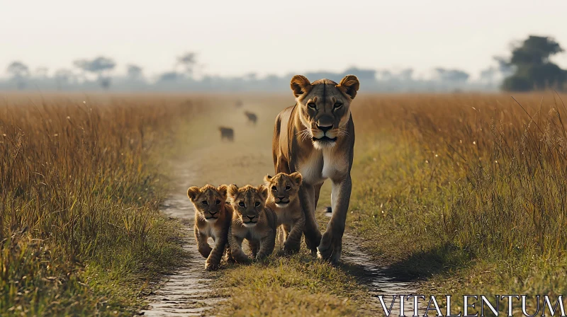 African Lion Family AI Image