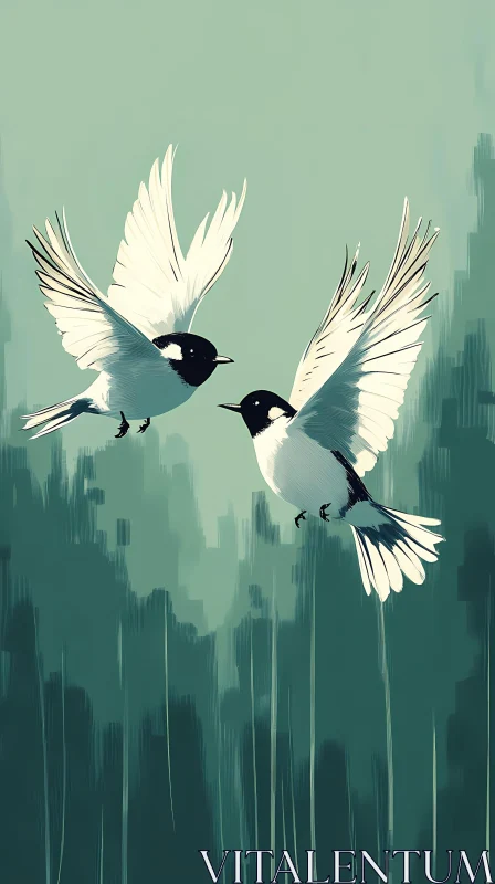 Soaring Birds Illustration AI Image