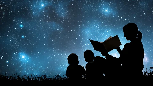 Family Reading Under the Stars