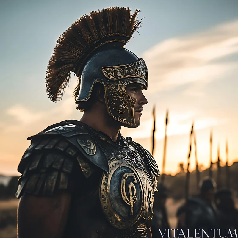 Ancient Warrior Contemplating Battle AI Image