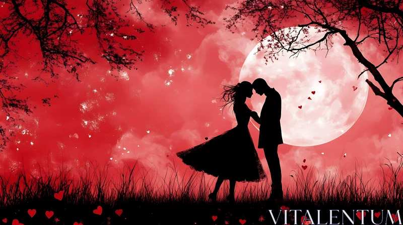 Moonlit Embrace: A Silhouette of Love AI Image