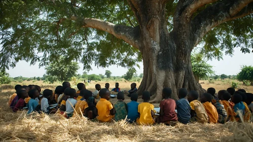 Learning Together: Children Under The Tree