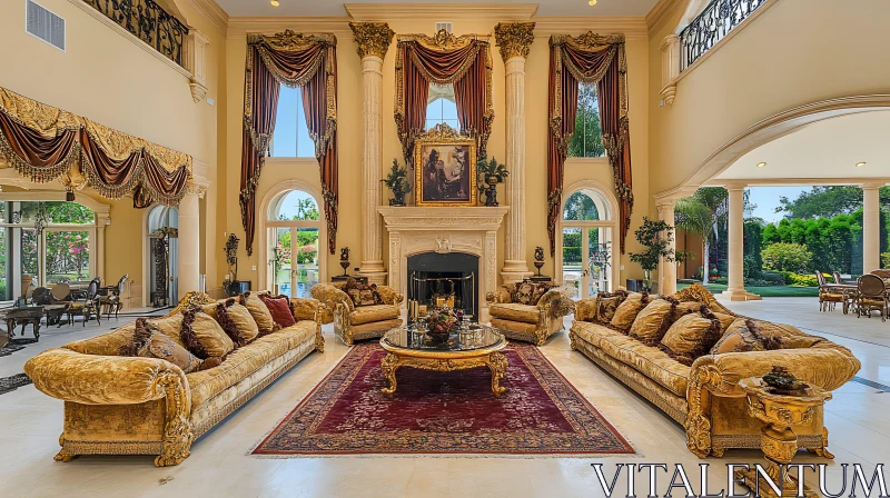 Opulent Living Room with Grand Design AI Image