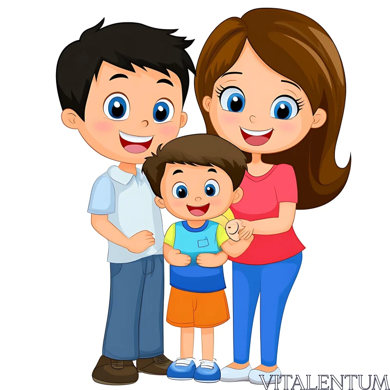 AI ART Cheerful Family Cartoon Image