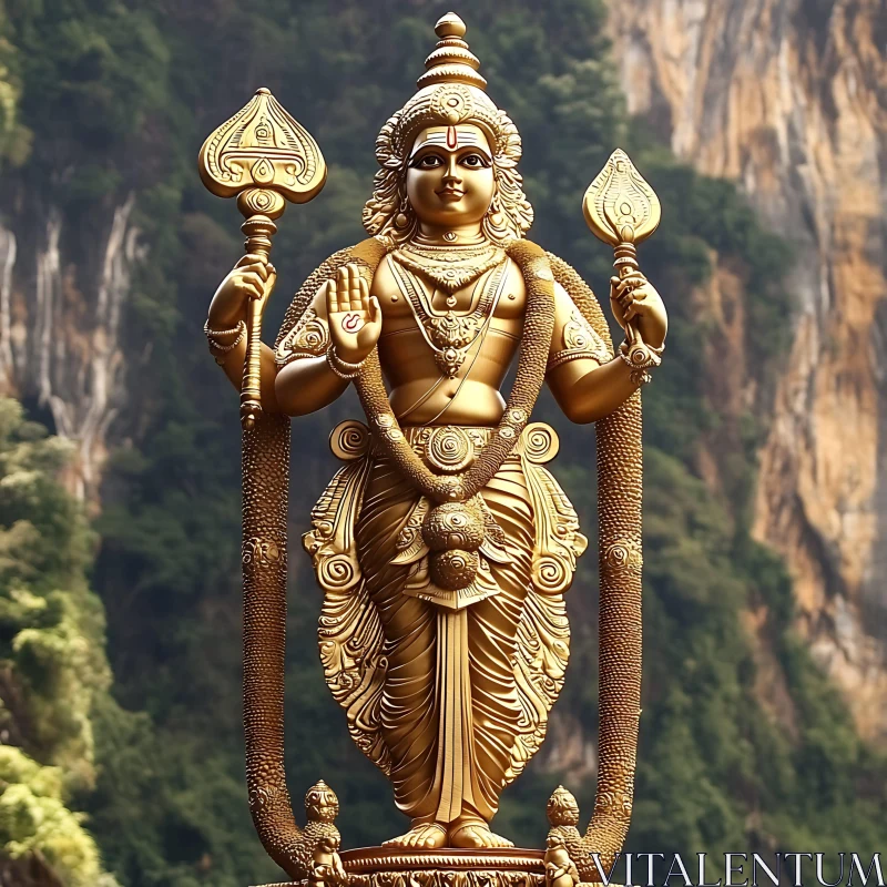 AI ART Ornate Gold Statue of Hindu God