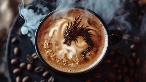 Coffee Cup with Dragon Latte Art