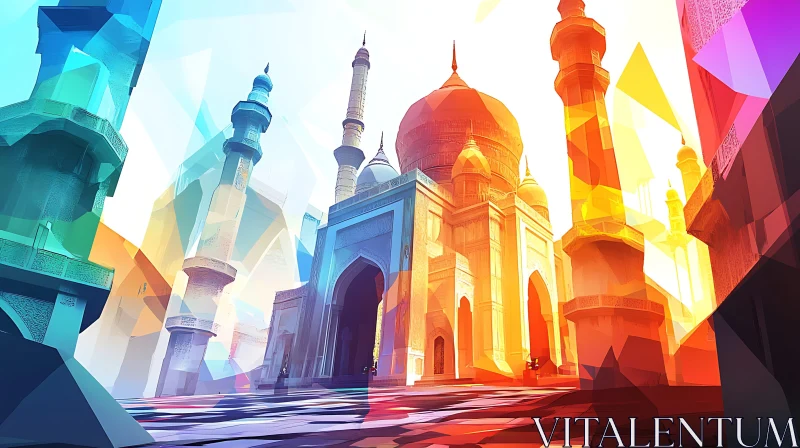 AI ART Abstract Mosque with Geometric Shapes