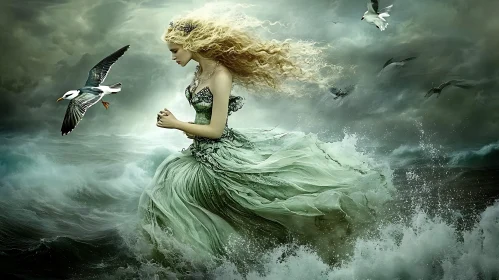 Lady in a Sea Storm