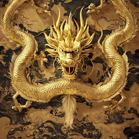 Ornate Golden Dragon Art Piece