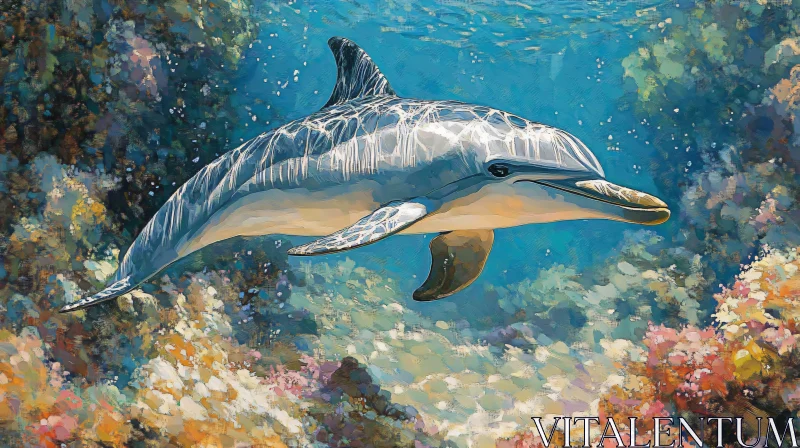 Underwater Dolphin Art AI Image