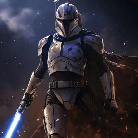 Sci-Fi Warrior in Battle Stance