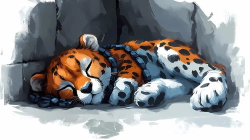 Resting Leopard Artistic Illustration