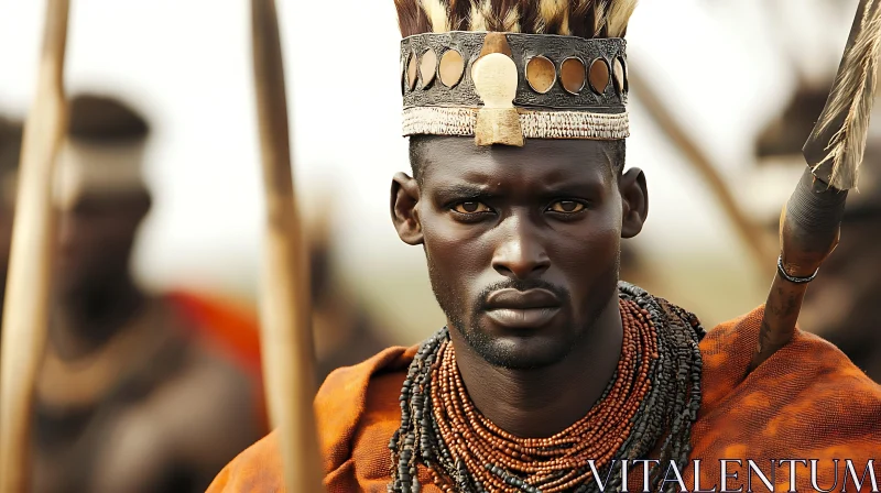 AI ART African Warrior in Traditional Headdress