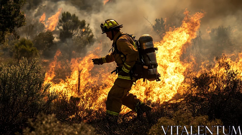 Emergency Response to Fierce Forest Fire AI Image