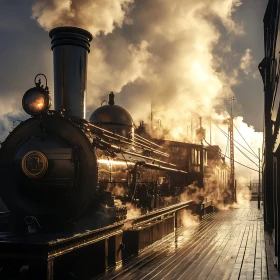 Vintage Locomotive at Golden Hour