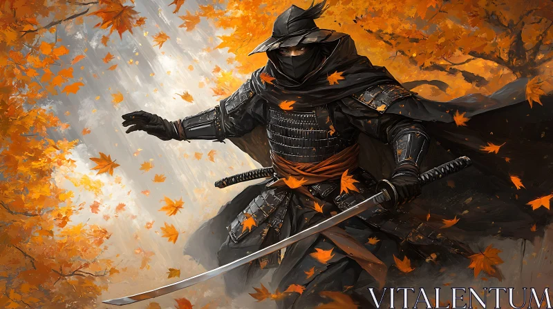 Armored Warrior in the Fall AI Image