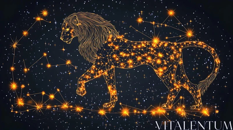 Glowing Lion Constellation AI Image