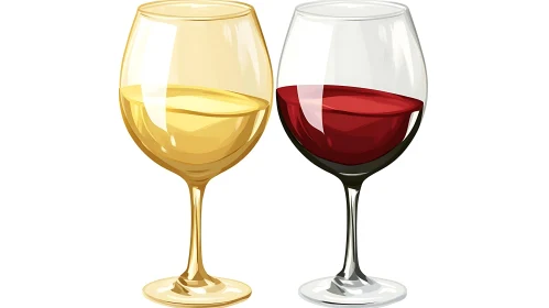 Pair of Wine Glasses with Different Wines