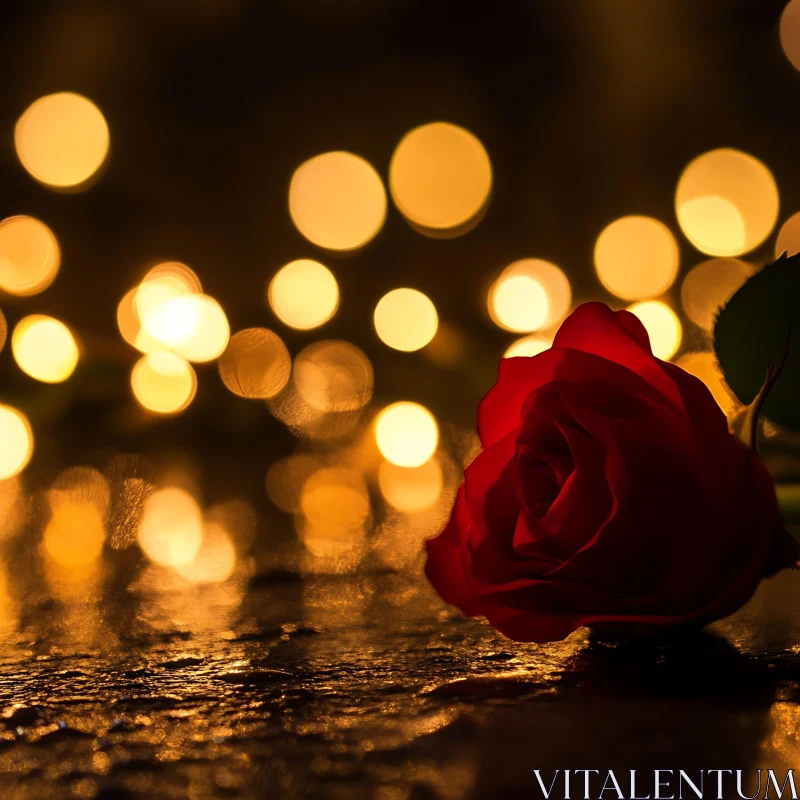 Romantic Rose with Bokeh Background AI Image