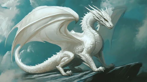 Fantasy Art White Dragon Illustration