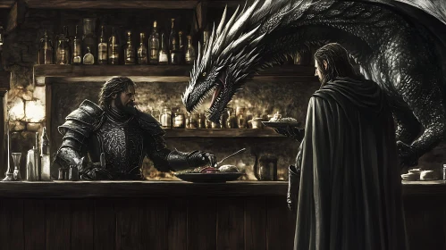 Knight and Dragon at the Tavern