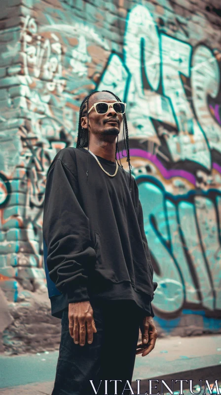 Snoop Dogg with Urban Graffiti Background AI Image