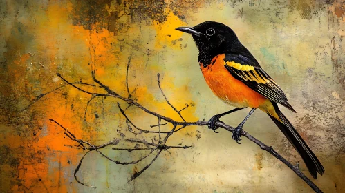 Oriole Bird Perched on Branch