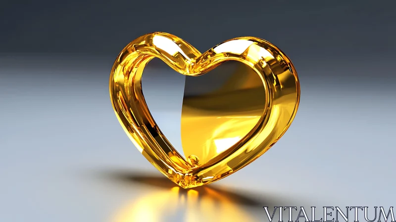 Radiant Golden Heart Sculpture AI Image