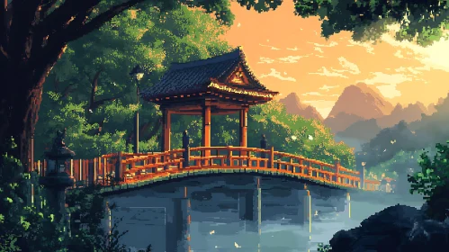 Serene Sunset at Japanese Bridge