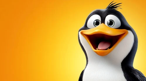 Happy Penguin Cartoon Character