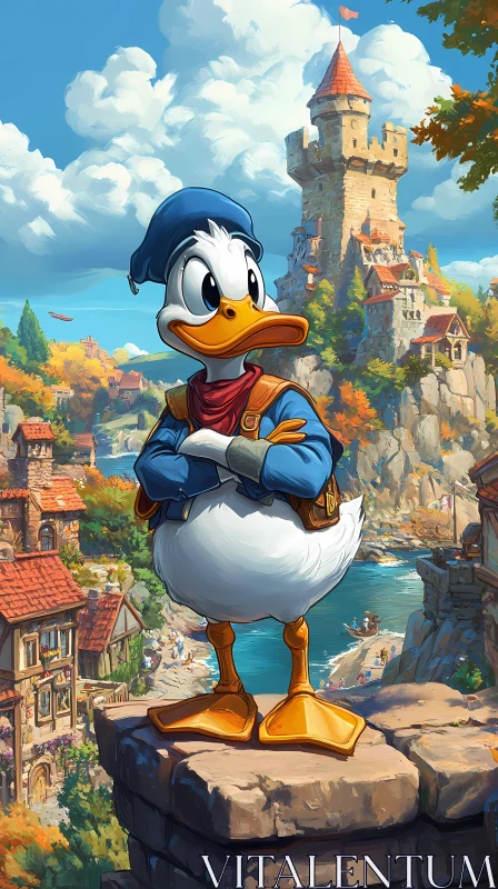 Fantasy Duck and Castle Setting AI Image