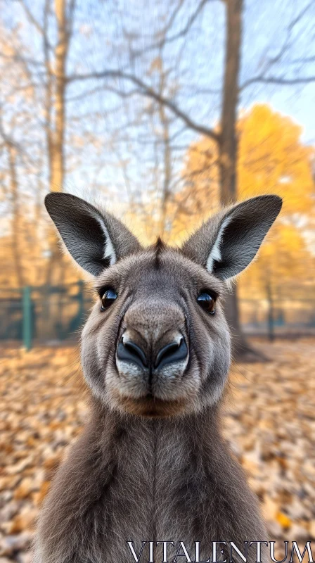 Kangaroo in Autumn Woods AI Image