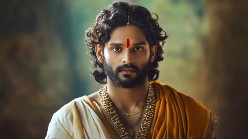 Man with Curly Hair and Gold Jewelry