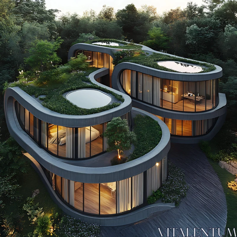 Eco-Friendly Contemporary Architecture in Nature AI Image