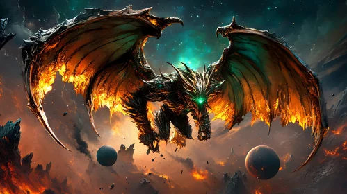 Celestial Dragon with Fiery Wings