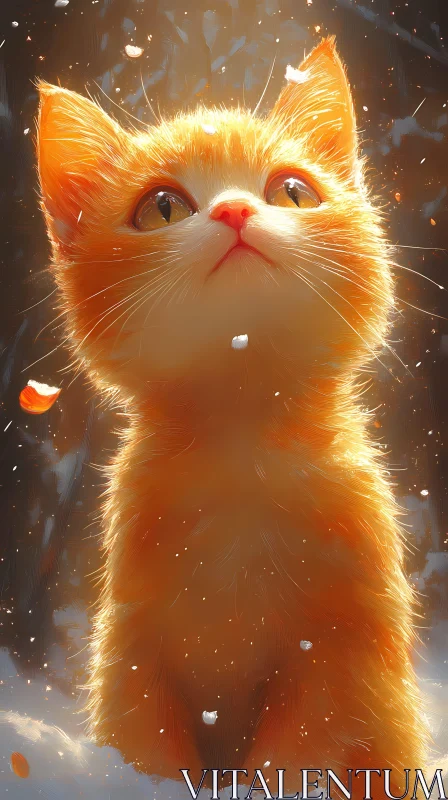 AI ART Winter Wonder with Orange Kitten