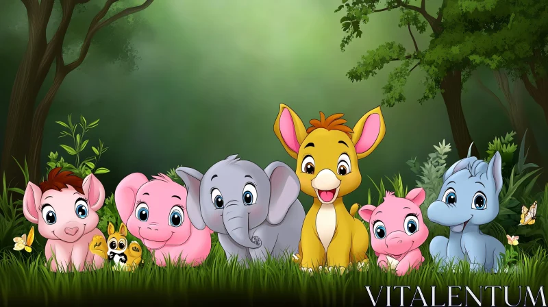 Whimsical Animation of Forest Friends AI Image