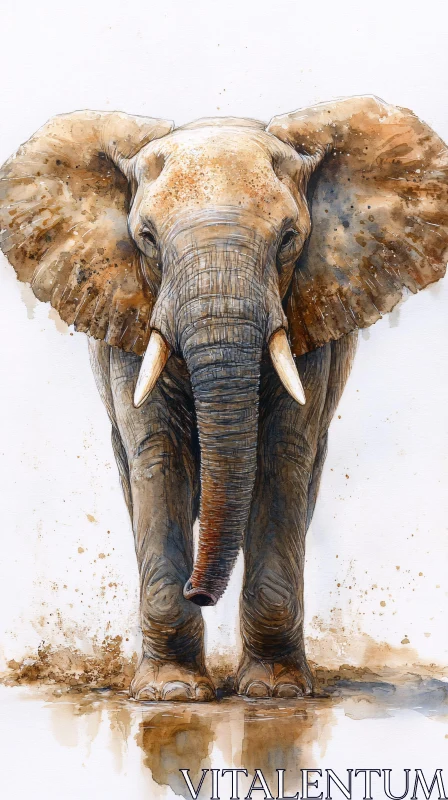 AI ART Artistic Watercolor of Elephant