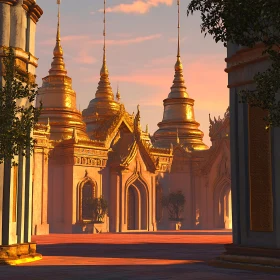 Golden Temple under Pastel Skies