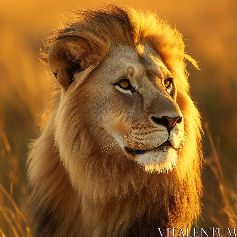 AI ART Lion in Golden Light