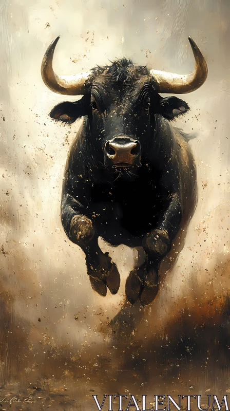 Dynamic Bull Painting AI Image