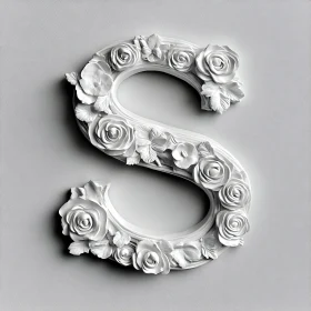 White Floral Letter S Art