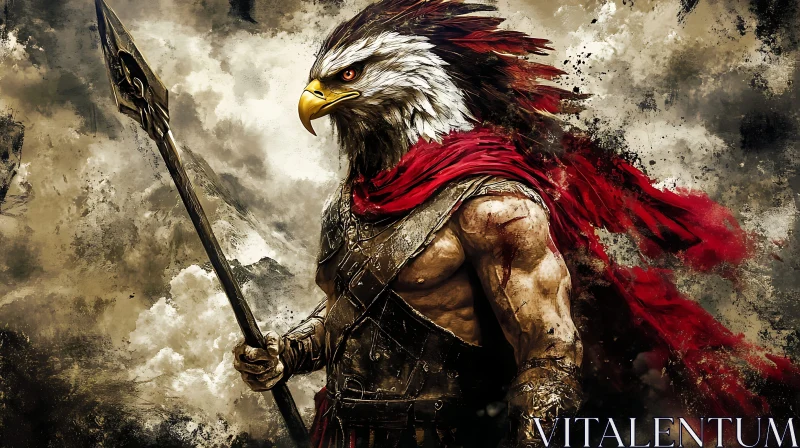 AI ART Majestic Eagle Warrior with Spear