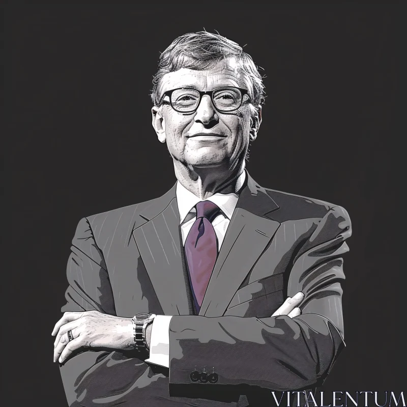 AI ART Bill Gates in a Stylish Formal Portrait