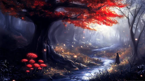 Mystical Autumnal Forest Landscape