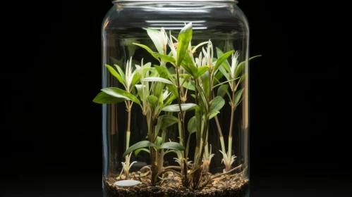 Captivating Glass Jar with Thriving Plants - National Geographic Style