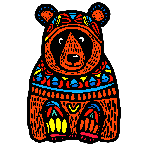 POD Design Colorful Geometric Bear Illustration